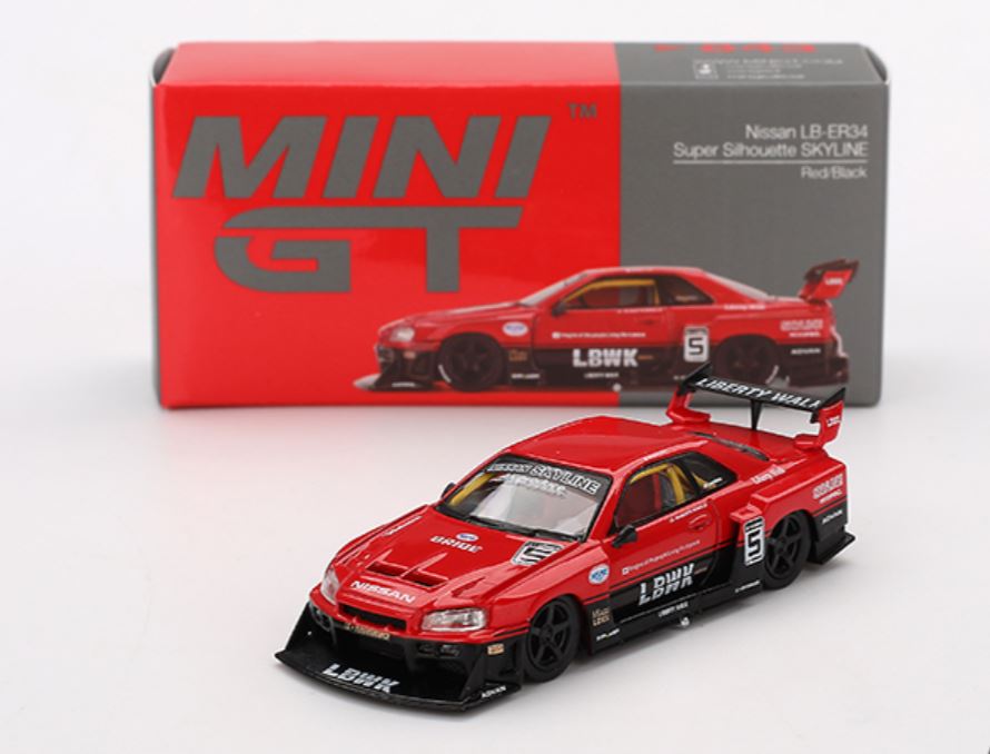 Mini GT Nissan LB-ER34 Super Silhouette SKYLINE Red/Black MGT00843-R 1/64 Diecast car