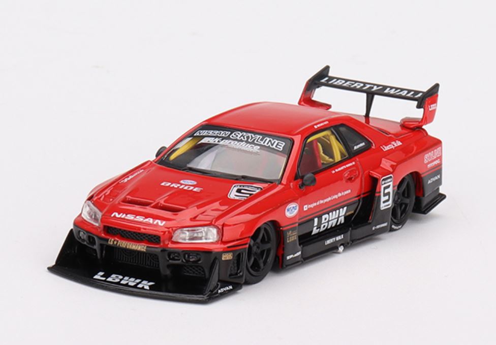 Mini GT Nissan LB-ER34 Super Silhouette SKYLINE Red/Black MGT00843-R 1/64 Diecast car