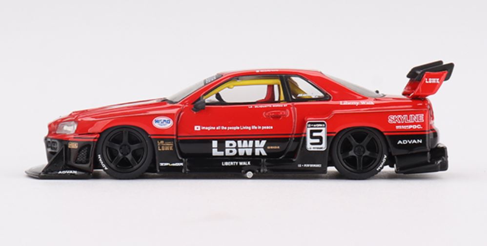 Mini GT Nissan LB-ER34 Super Silhouette SKYLINE Red/Black MGT00843-R 1/64 Diecast car