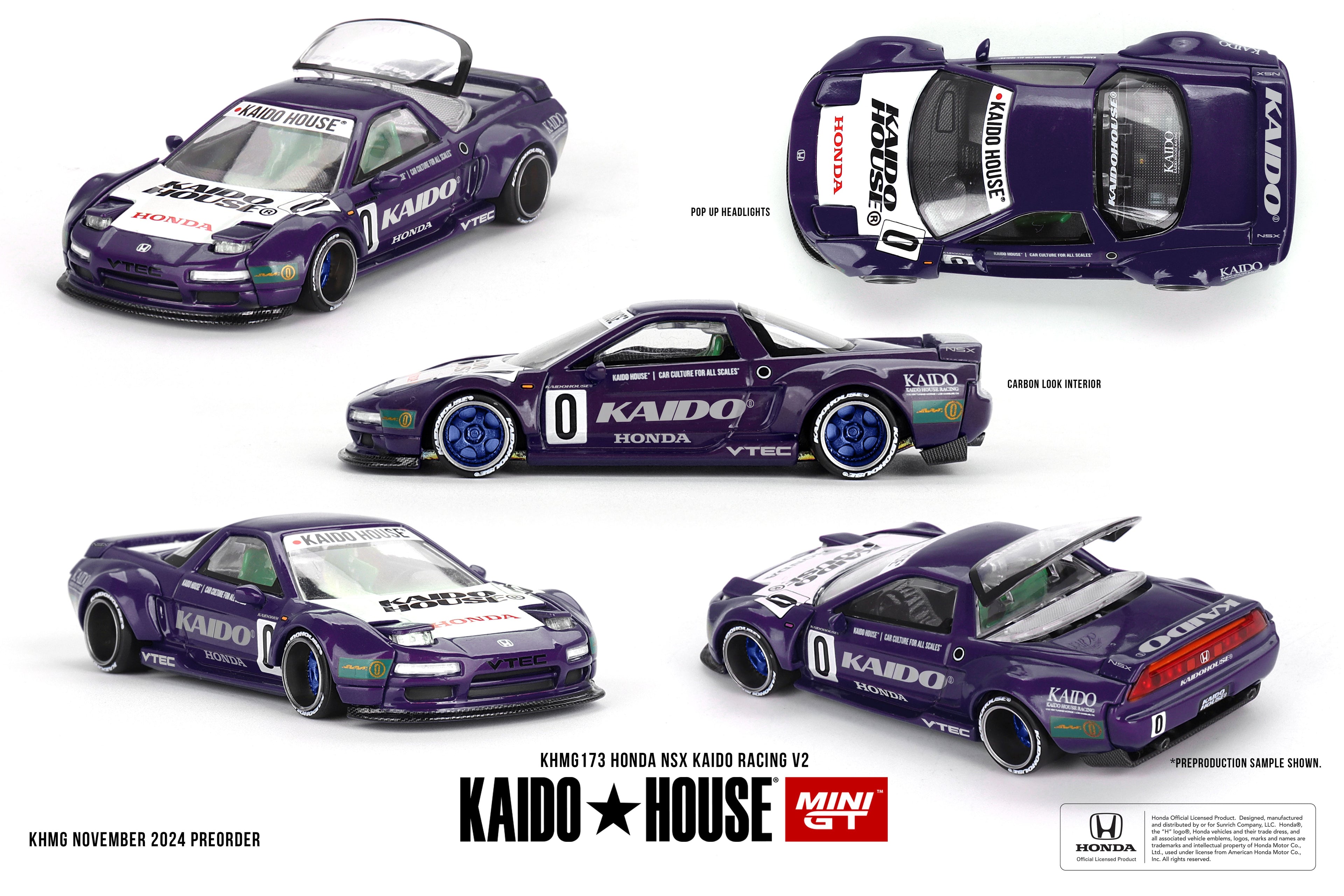 Kaido House x Mini GT Honda NSX Kaido Racing V2 KHMG173 Purple 1/64 Diecast car