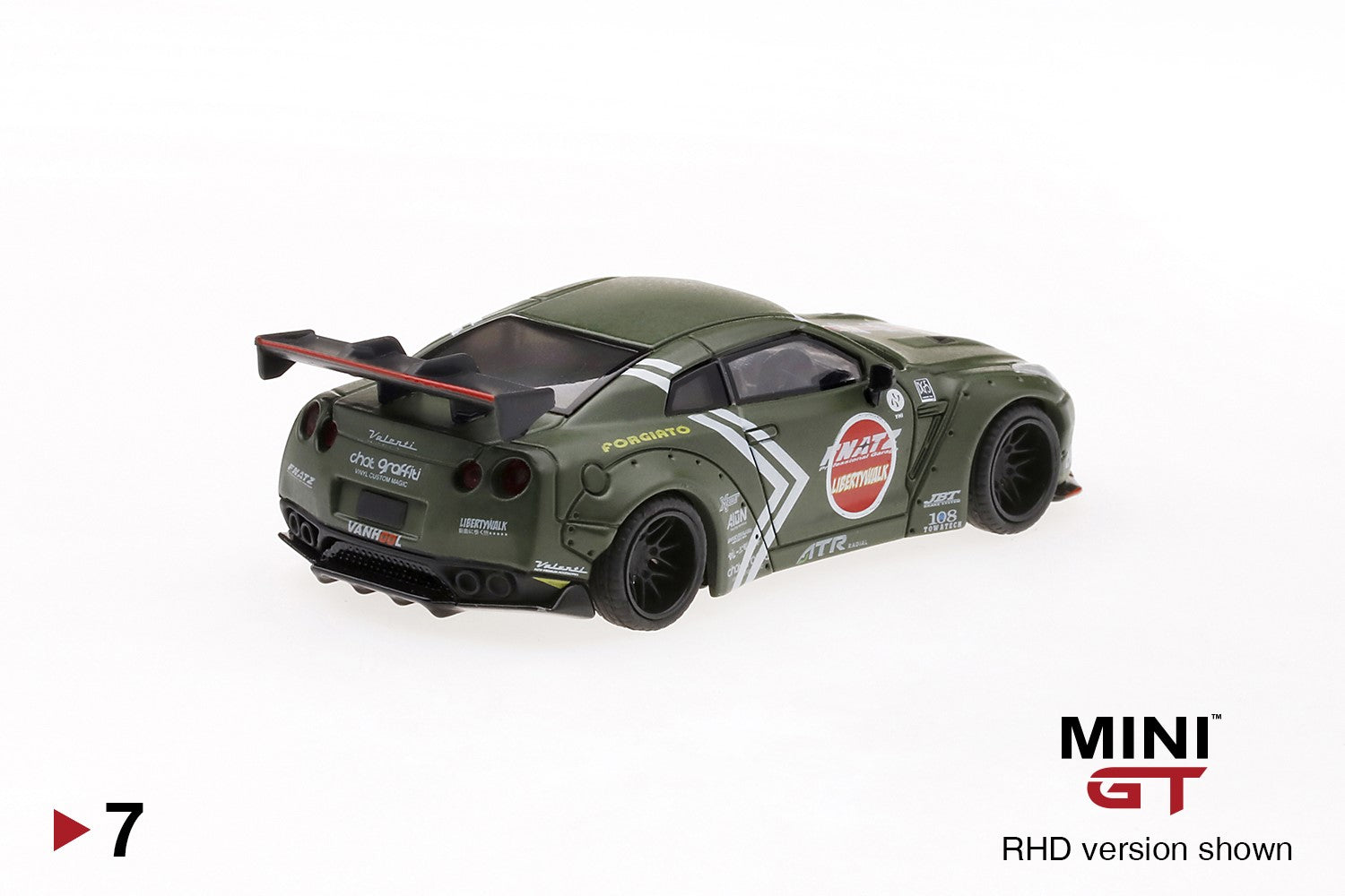 Mini GT Nissan GT-R R35 Type 1 Rear Wing "Zero Fighter" LBWK Matte Green MGT00007-R 1/64 Diecast car