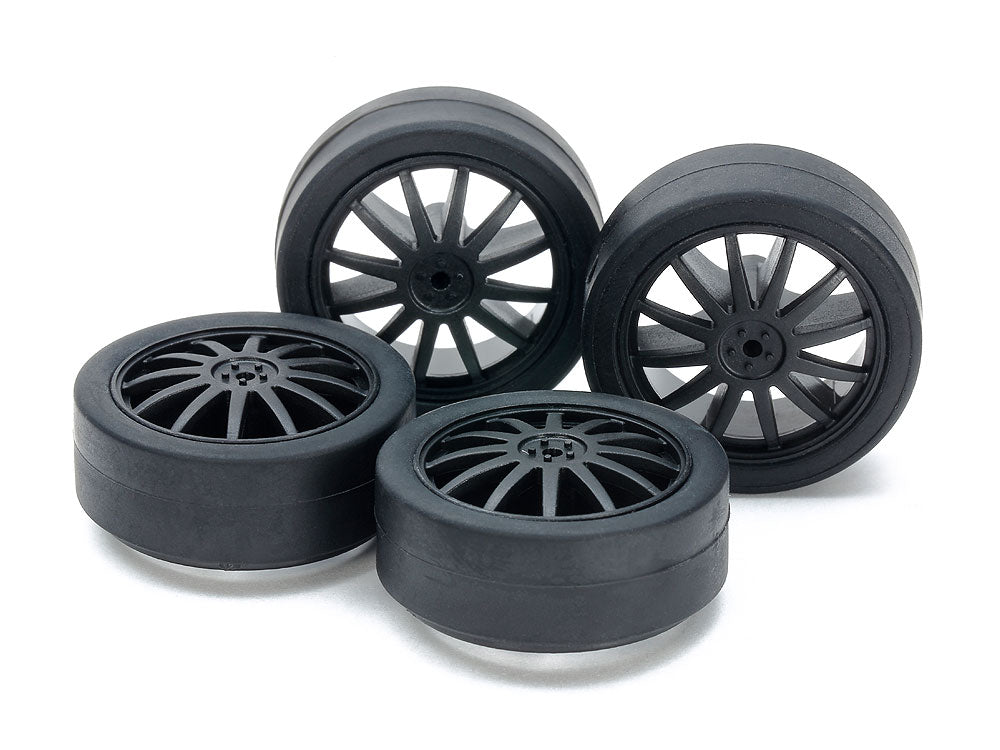 Small Diameter Low Friction Low-Profile Tires (26mm) & Carbon Wheels (Fin Type) 15534 Tamiya Mini 4WD