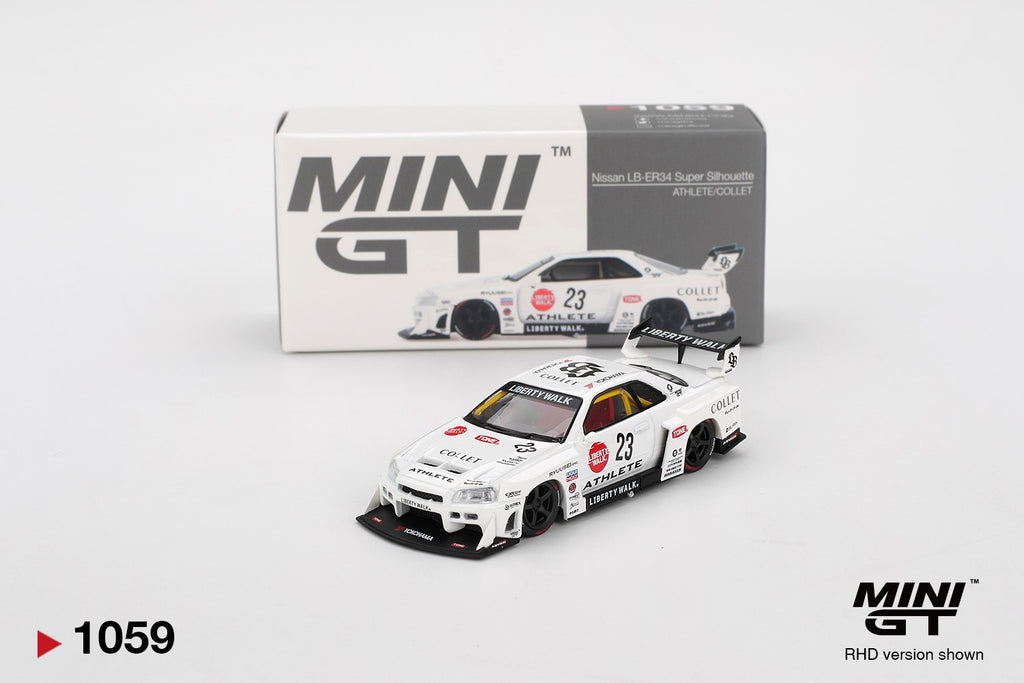 Mini GT Nissan LB-ER34 Super Silhouette ATHLETE/COLLET JDM LBWK MGT01059 1/64 Diecast car