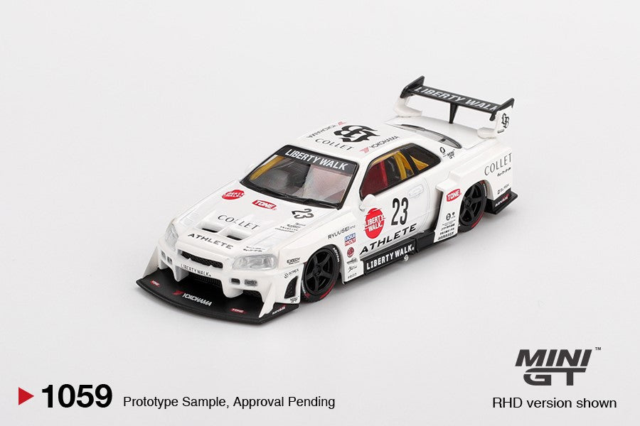 Mini GT Nissan LB-ER34 Super Silhouette ATHLETE/COLLET JDM LBWK MGT01059 1/64 Diecast car
