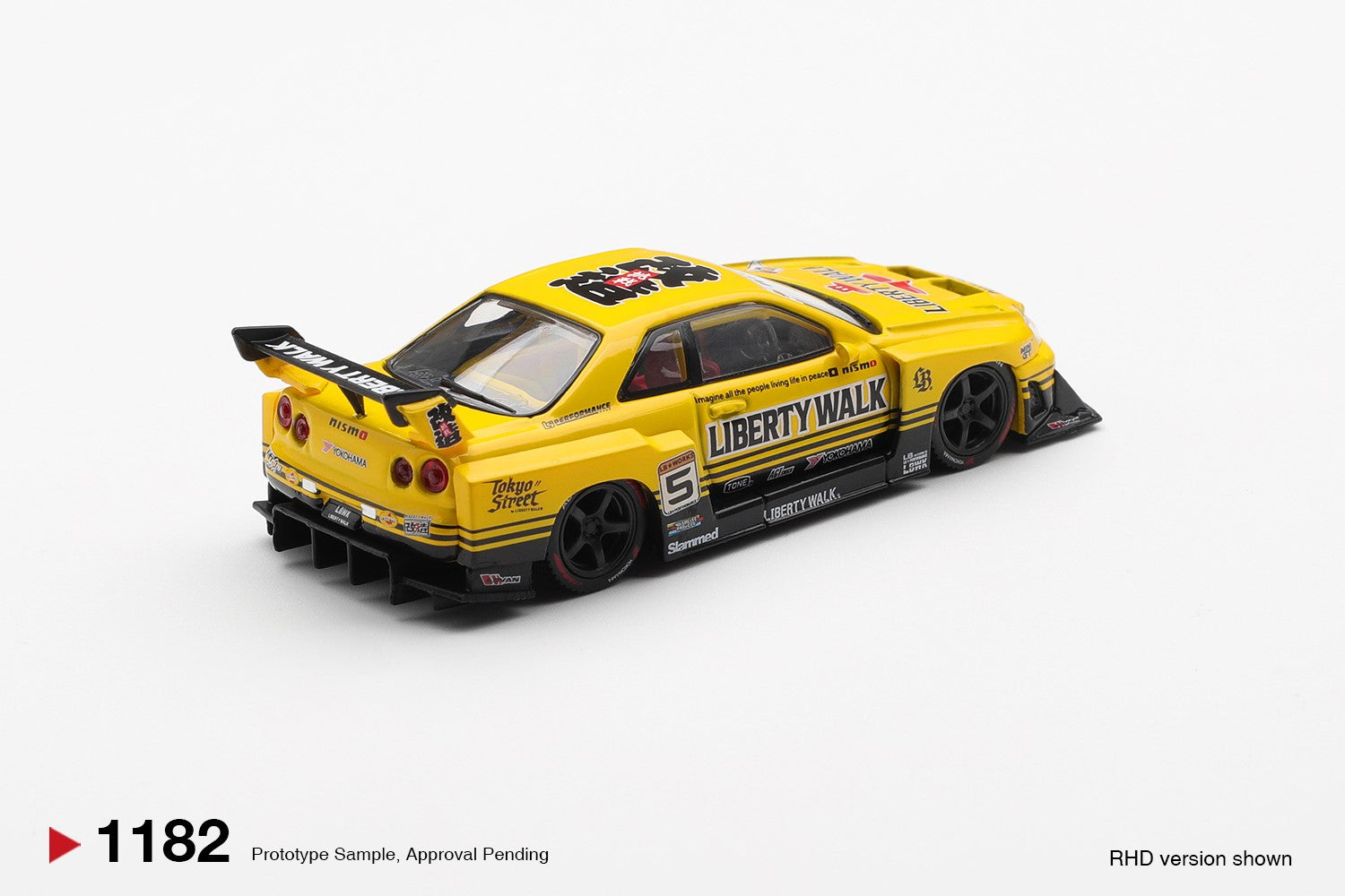 Mini GT Nissan LB-ER34 Super Silhouette SKYLINE Sport Yellow MGT01182 1:64 Diecast car