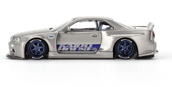 Kaido House x Mini GT Nissan Skyline GT-R (R34) Kaido Works™ SHINJUKU V1 KHMG143 1/64 Diecast car