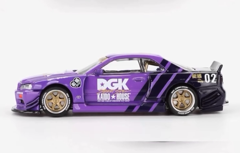 Kaido House x DGK x Mini GT Nissan Skyline GT-R (R34) V1 KHMG140 1/64 Diecast car