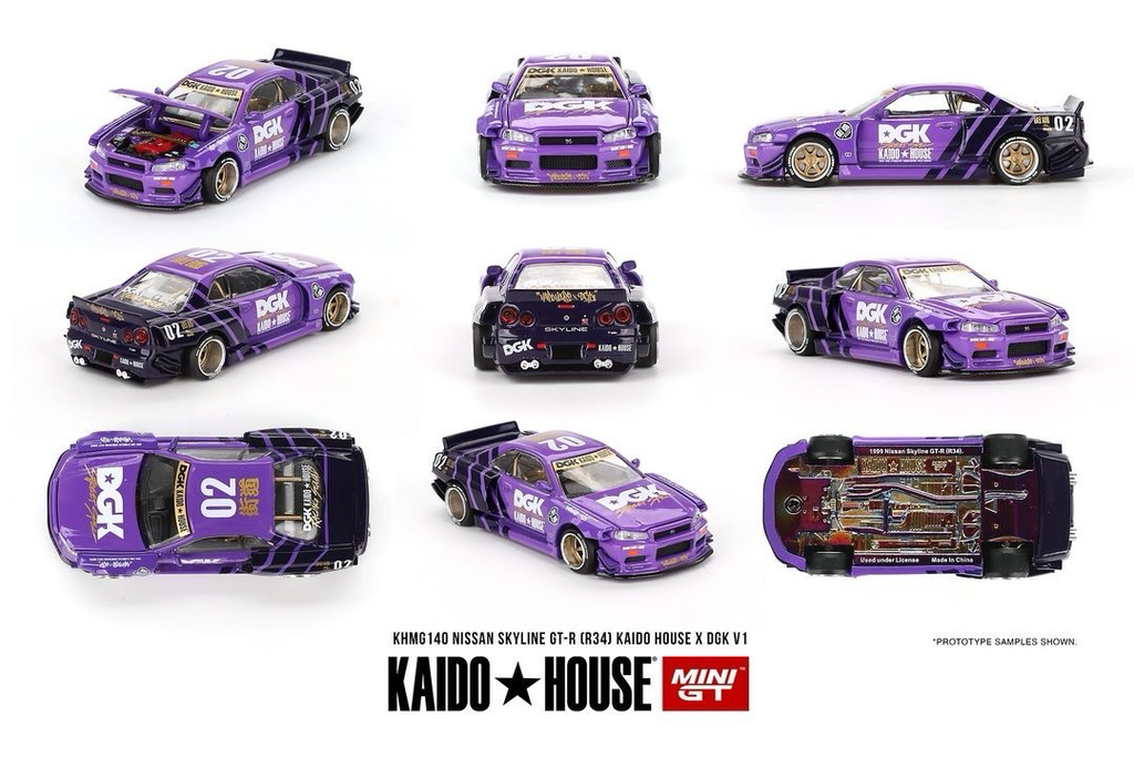 Kaido House x DGK x Mini GT Nissan Skyline GT-R (R34) V1 KHMG140 1/64 Diecast car