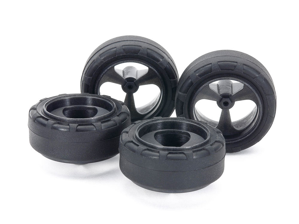 Small Dia. Low Friction Narrow Tires (24mm) & 3-Spoke Carbon Wheels (3-spoke) 15541 Tamiya Mini 4WD