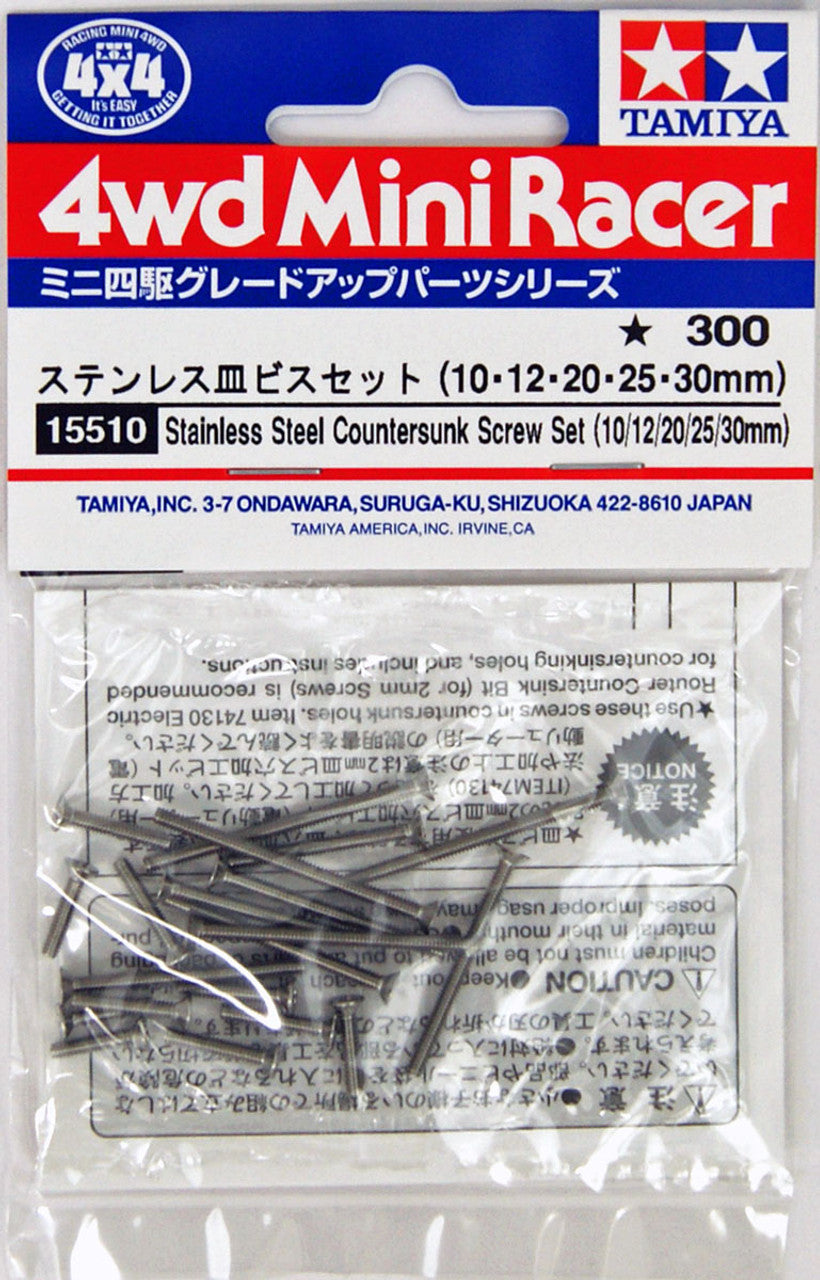 Stainless Steel Countersunk Screw Set (10,12,20,25,30 mm) 15510 Tamiya Mini 4WD