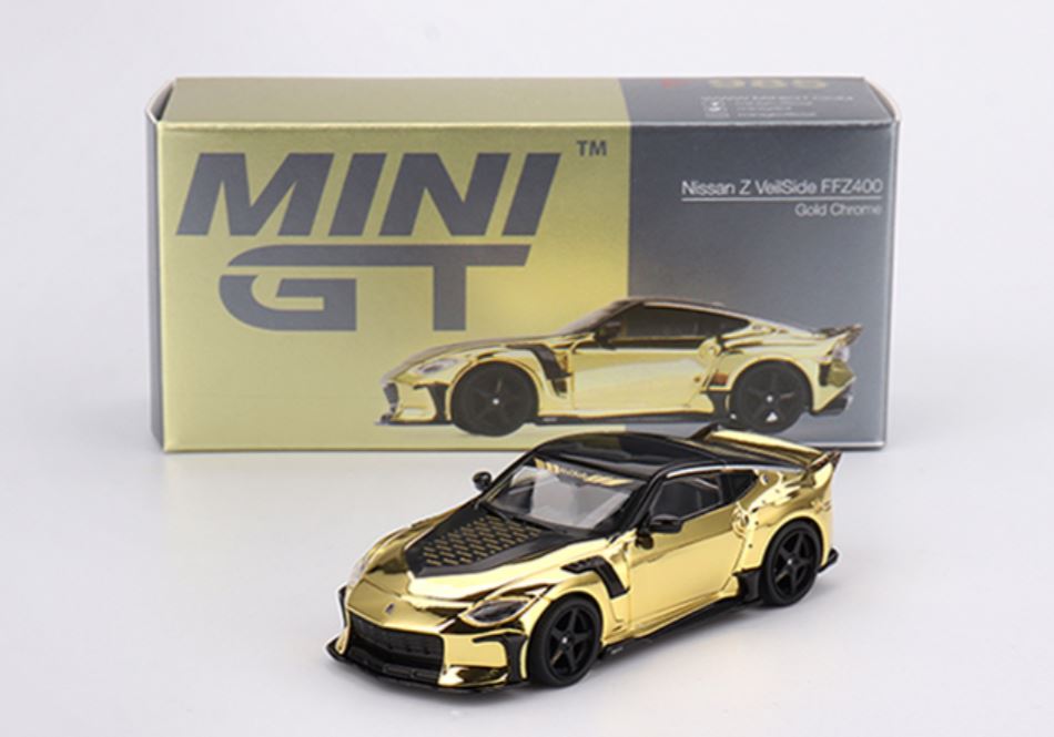 Mini GT Nissan Z VeilSide FFZ400 Gold Chrome MGT00985-R 1/64 Diecast car