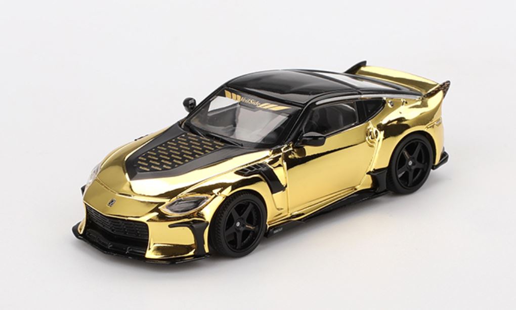 Mini GT Nissan Z VeilSide FFZ400 Gold Chrome MGT00985-R 1/64 Diecast car